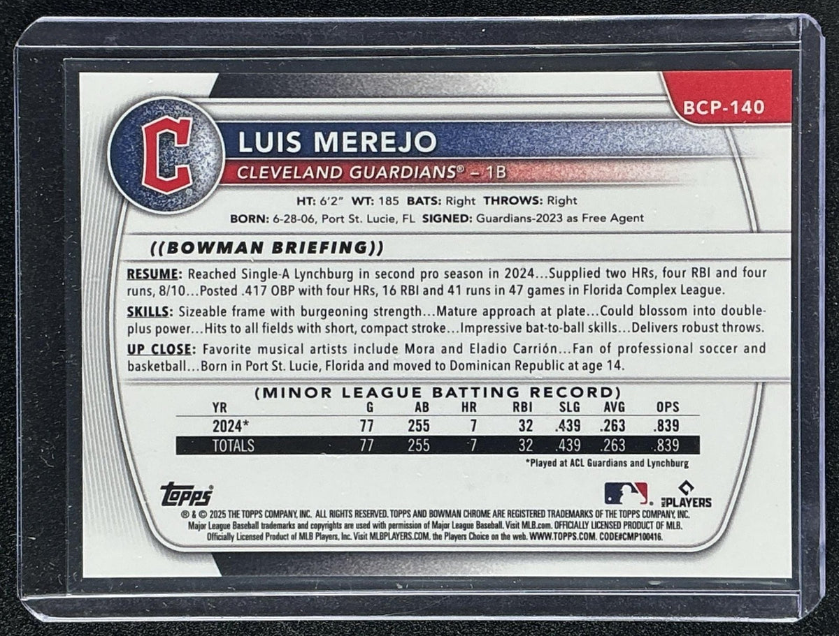 2025 Bowman Luis Merejo #BCP-140 Chrome Wave Refractor /350 1st Prospect