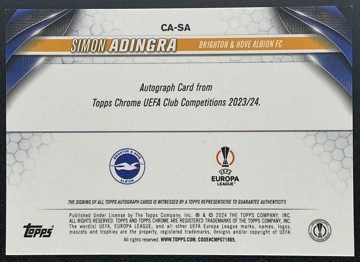 2023 Topps Chrome UEFA Club Competitions Simon Adingra #CA-SA Auto