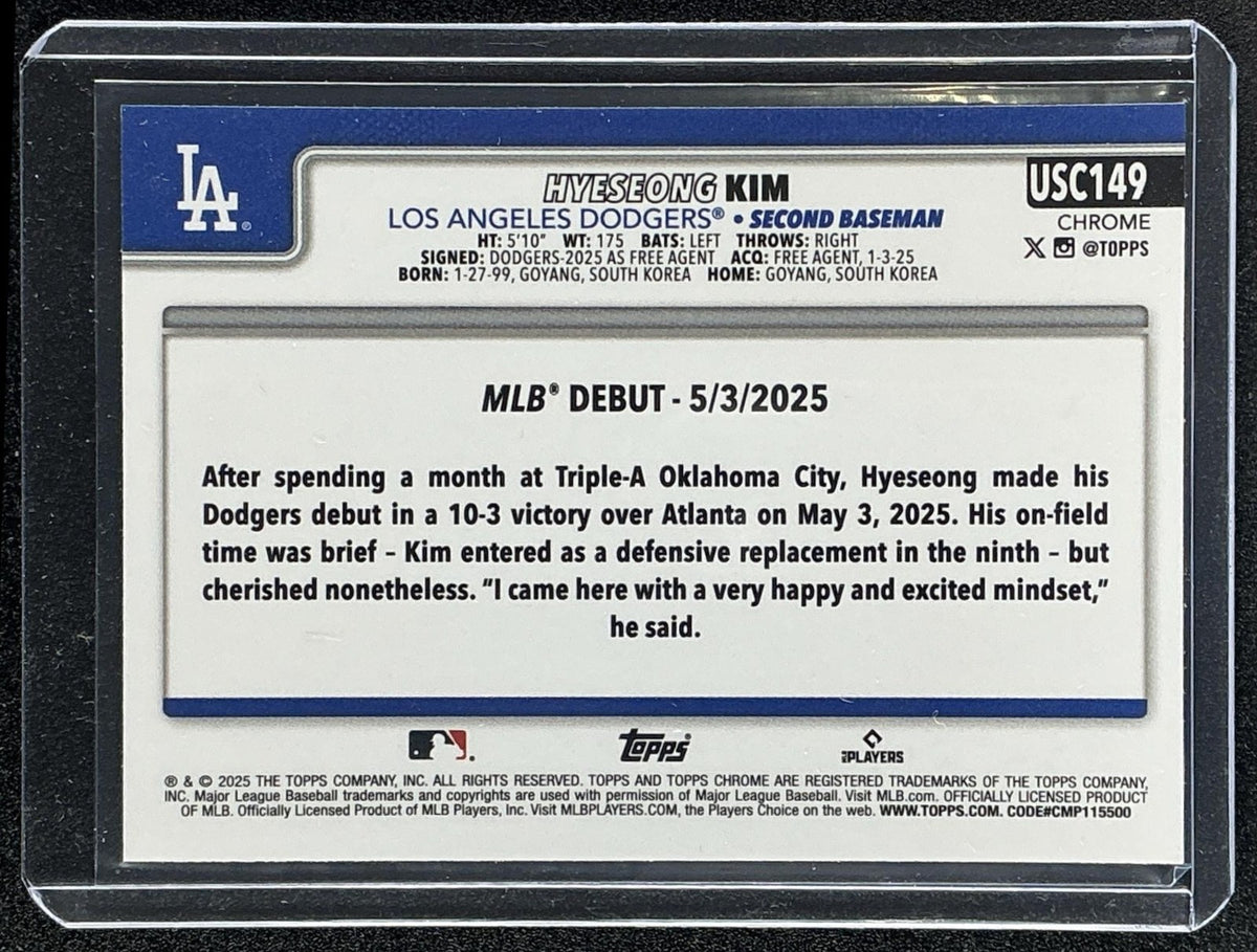 HYESEONG KIM 2025 TOPPS CHROME UPDATE #USC149 RC DODGERS