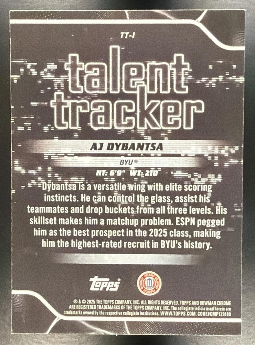 AJ DYBANTSA 2025-26 BOWMAN #TT-1 TALENT TRACKER CHROME COUGARS