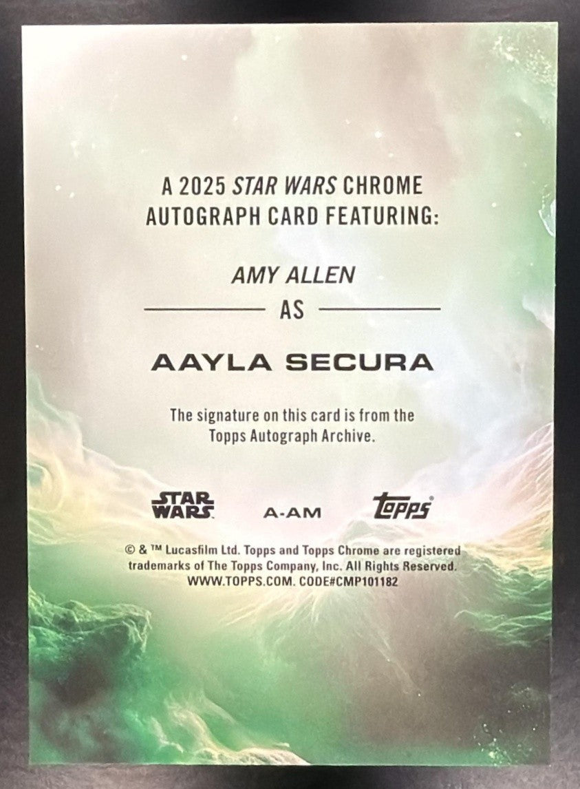AMY ALLEN AS AAYLA SECURA 2025 TOPPS CHROME STAR WARS SAPPHIRE #A-AM AUTO