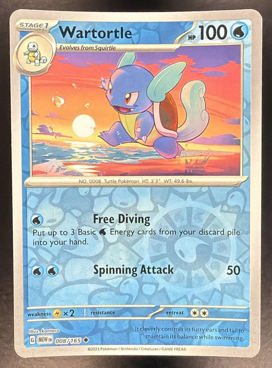 WARTORTLE 2023 POKEMON SV 151 #008/165 REVERSE HOLO