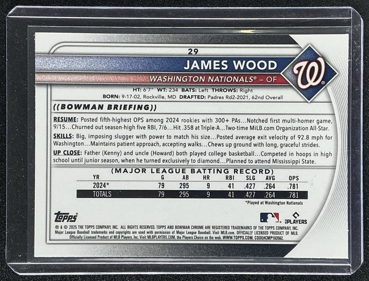JAMES WOOD 2025 BOWMAN #29 MEGA BOX REFRACTOR RC NATIONALS
