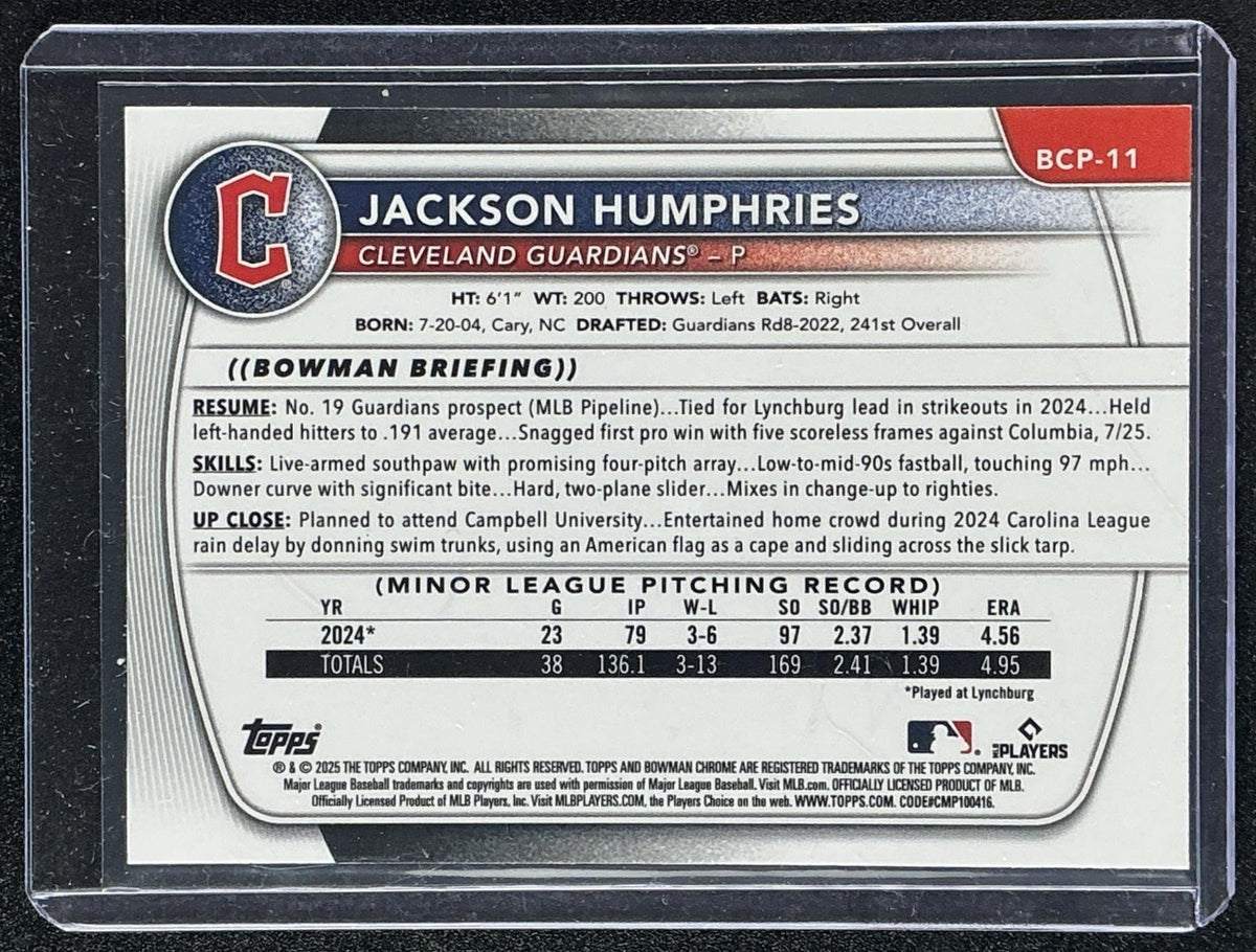 2025 Bowman Jackson Humphries #BCP-11 Chrome Wave Refractor /350 1st Prospect