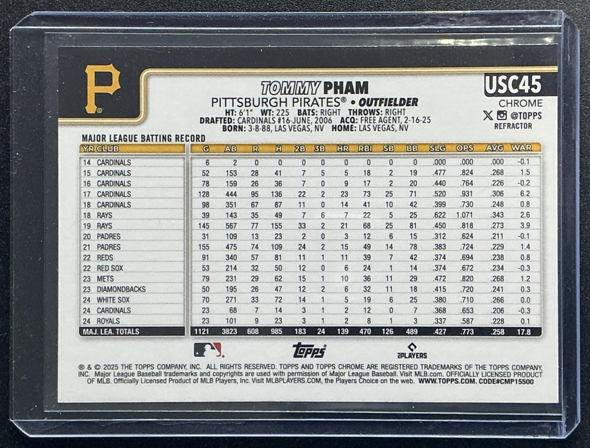 TOMMY PHAM 2025 TOPPS CHROME UPDATE #USC45 REFRACTOR PIRATES