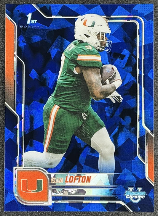 ELIJA LOFTON 2025 BOWMAN CHROME UNIVERSITY SAPPHIRE #106 1ST PROSPECT HURRICANES