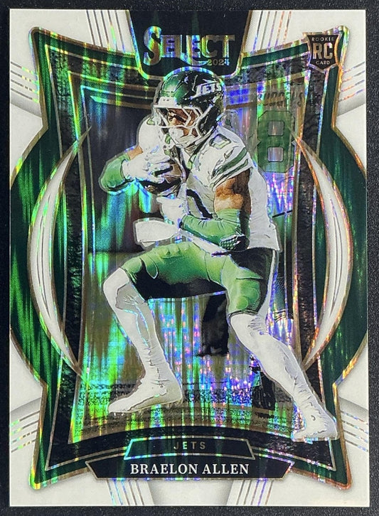 BRAELON ALLEN 2024 PANINI SELECT #10 CONCOURSE WHITE PRIZM SHOCK 89/199 RC JETS