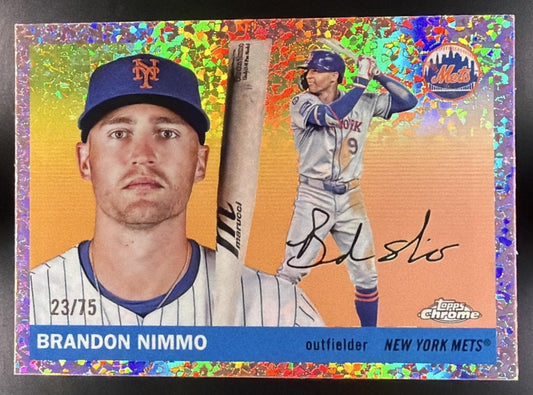2025 Topps Chrome Platinum Brandon Nimmo Rose Gold Mini-Diamond Refractor /75