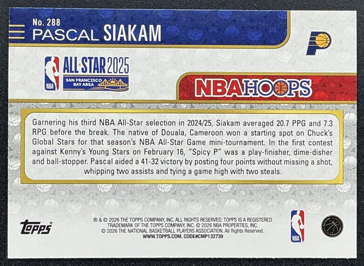 PASCAL SIAKAM 2025-26 TOPPS HOOPS #288 RAINBOW FOIL ALL-STAR PACERS