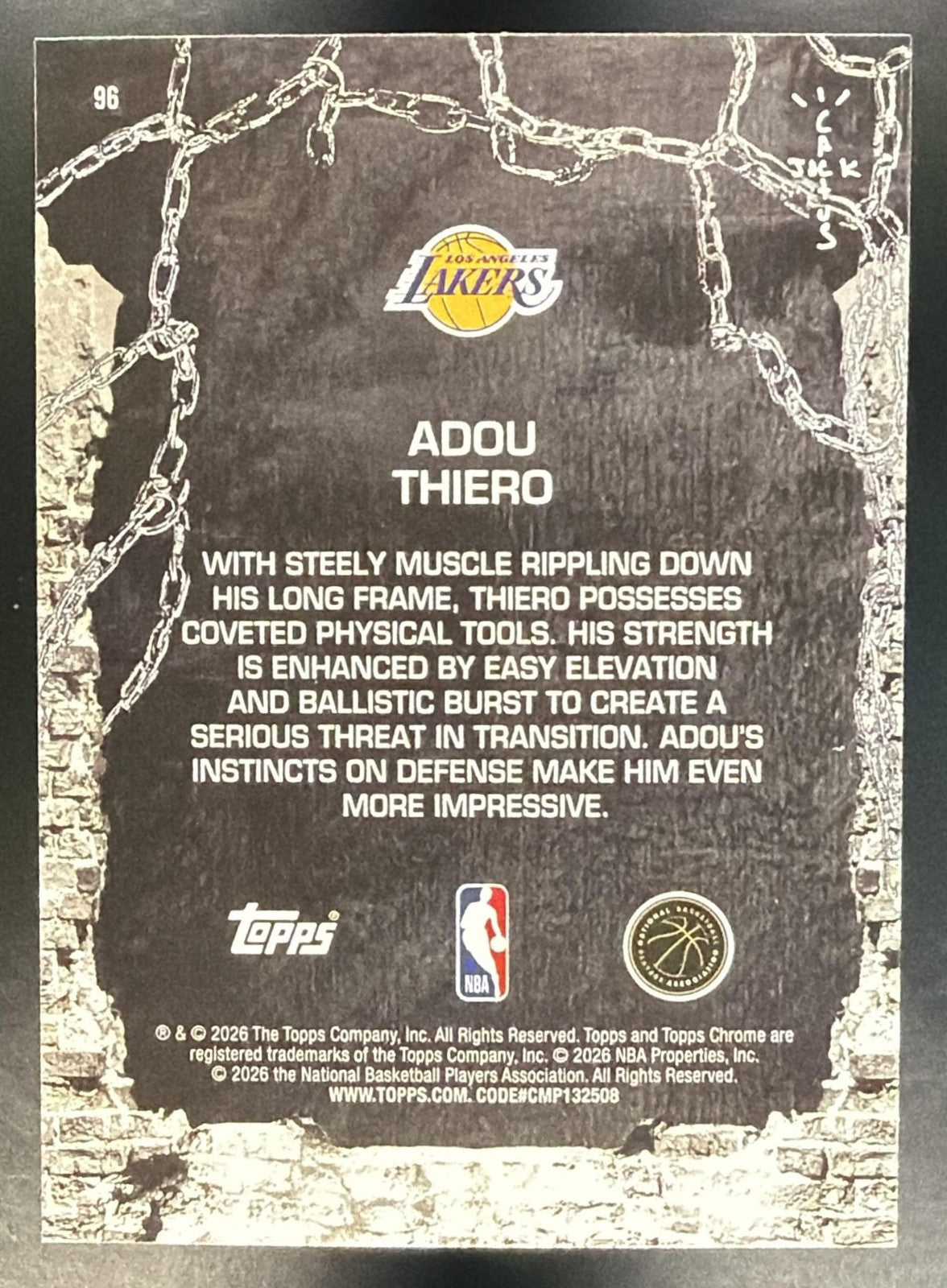 ADOU THIERO 2025-26 TOPPS CHROME X CACTUS JACK #96 RC LAKERS