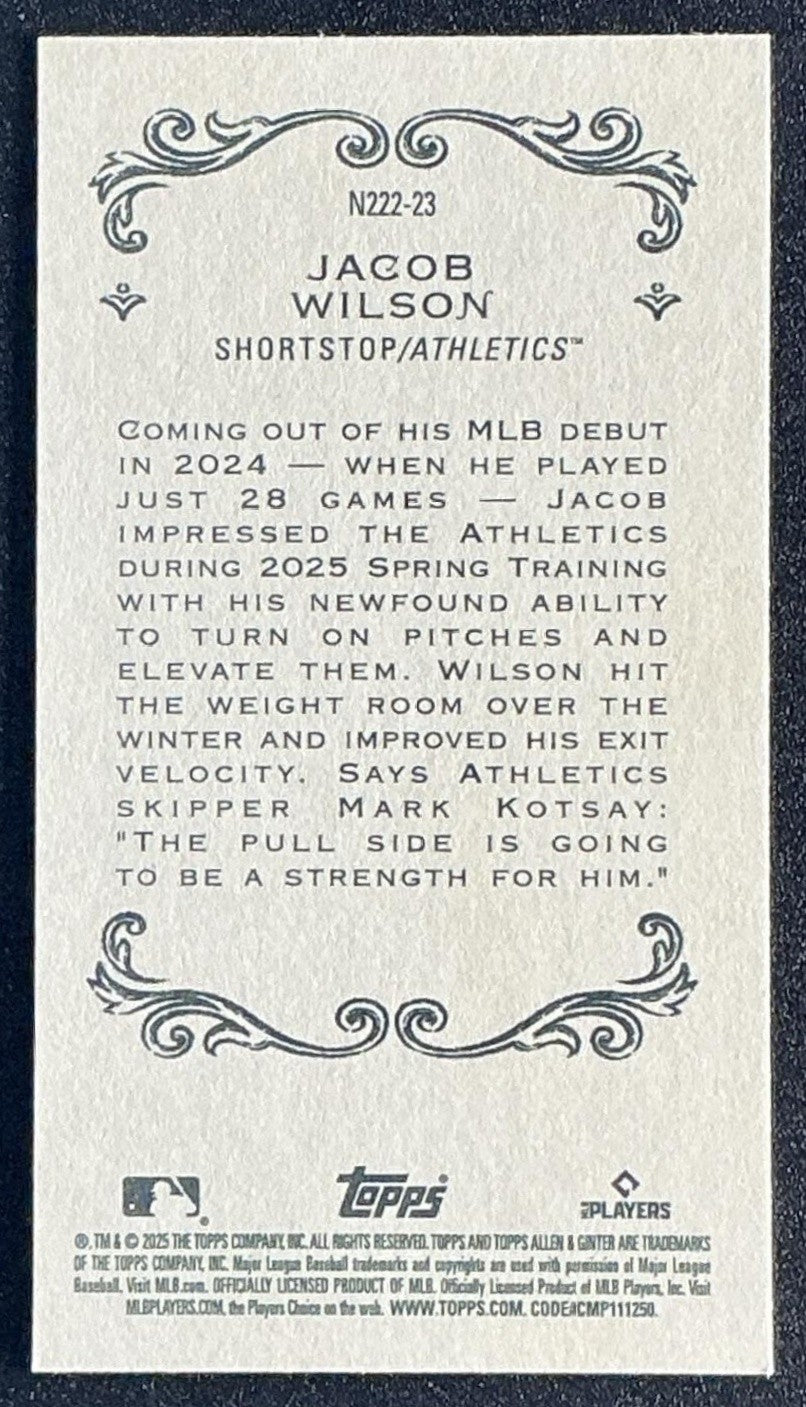 JACOB WILSON 2025 TOPPS ALLEN & GINTER #N222-23 1889 N222 MINI ATHLETICS