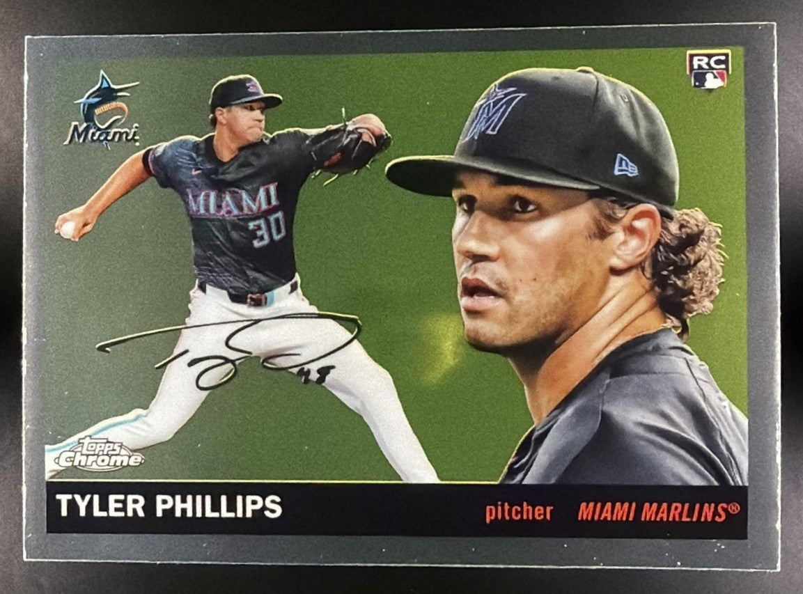 TYLER PHILLIPS 2025 TOPPS CHROME PLATINUM ANNIVERSARY #350 RC MARLINS
