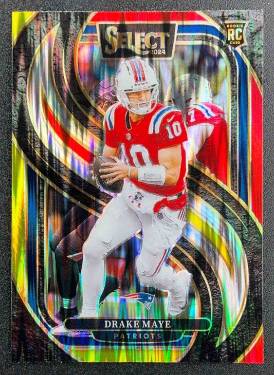 2024 Panini Select Drake Maye #113 Premier Red and Yellow RC