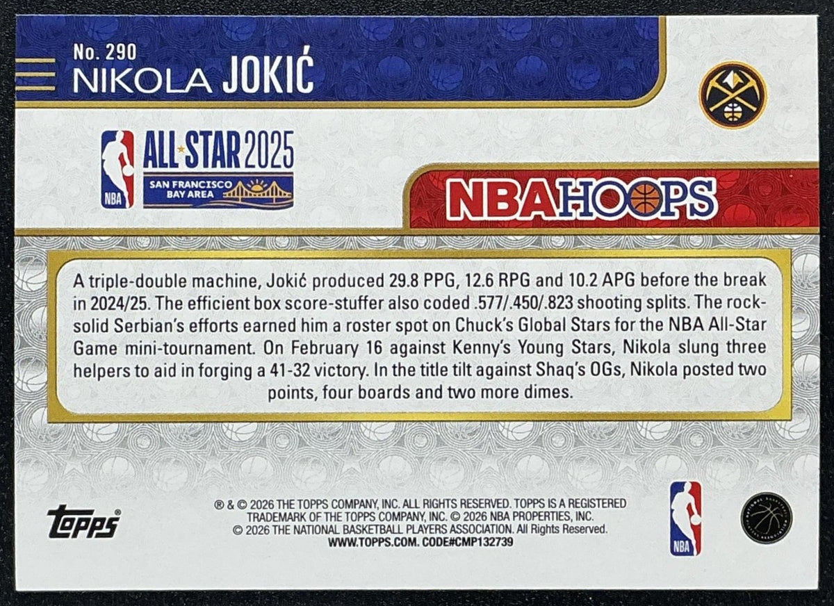 NIKOLA JOKIC 2025-26 TOPPS HOOPS #290 ALL-STAR NUGGETS
