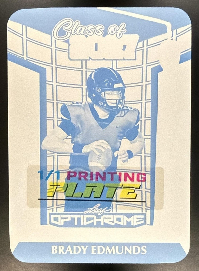 2025 Leaf Optichrome BRADY EDMUNDS Printing Plate Black Michigan Class Of 2027