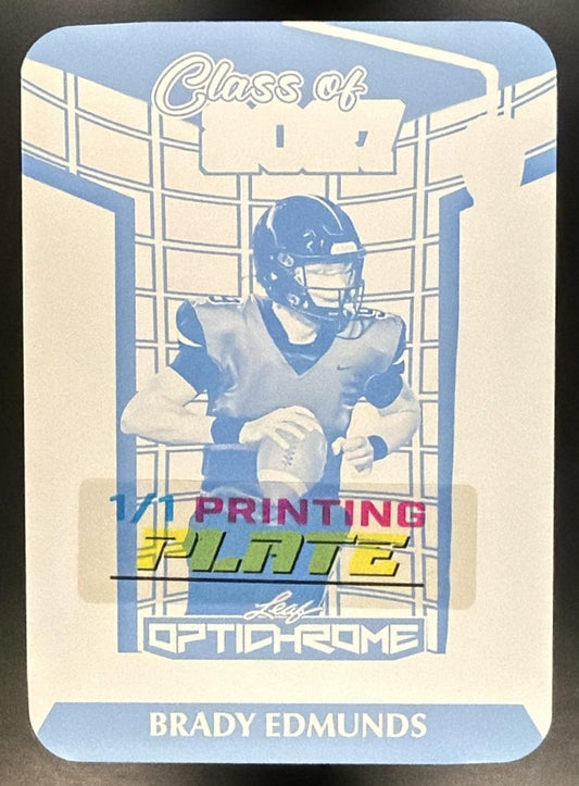 2025 Leaf Optichrome BRADY EDMUNDS Printing Plate Black Michigan Class Of 2027