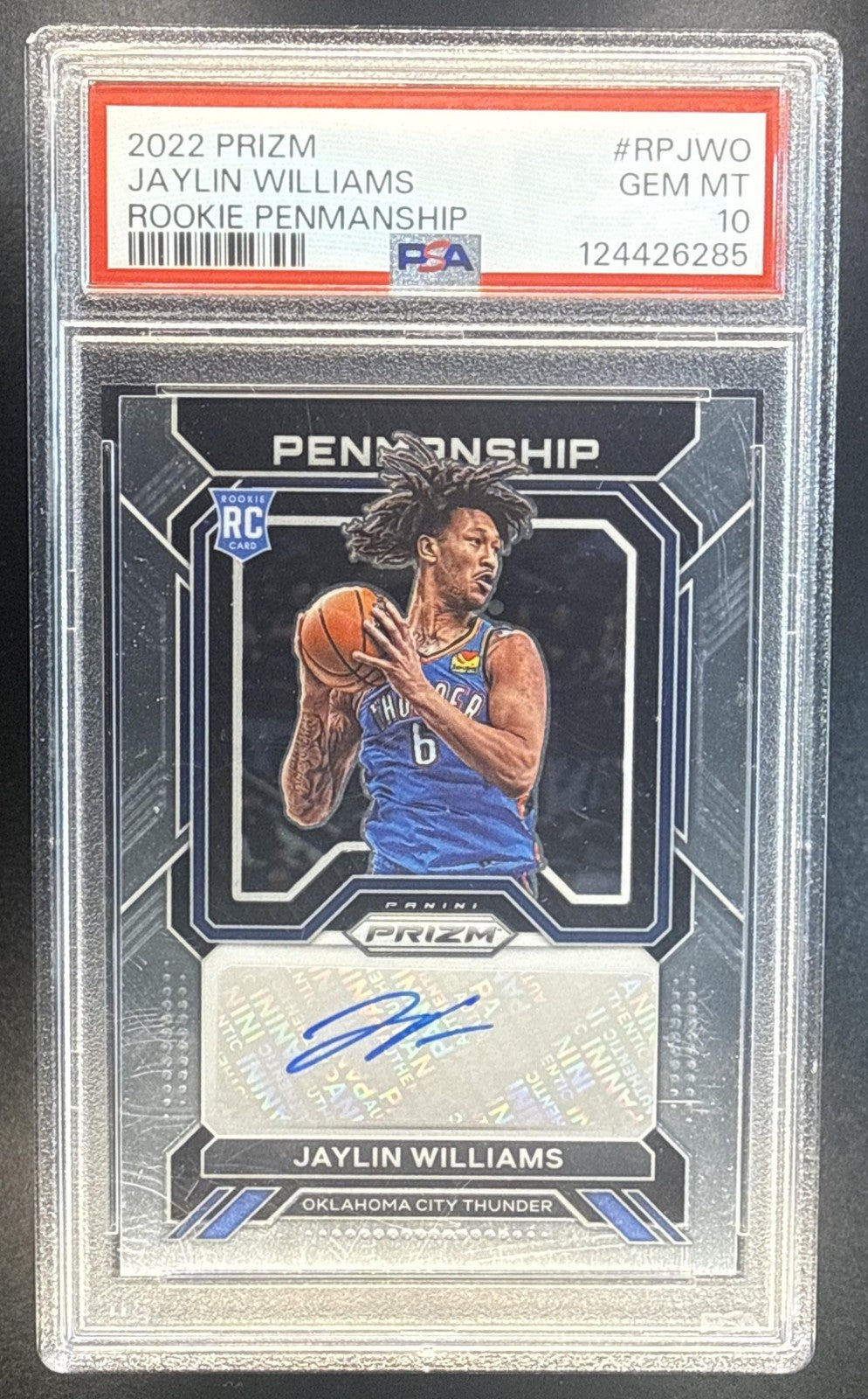 2022 Panini Jaylin Williams Rookie Penmanship Autograph PSA 10 #RPJWO