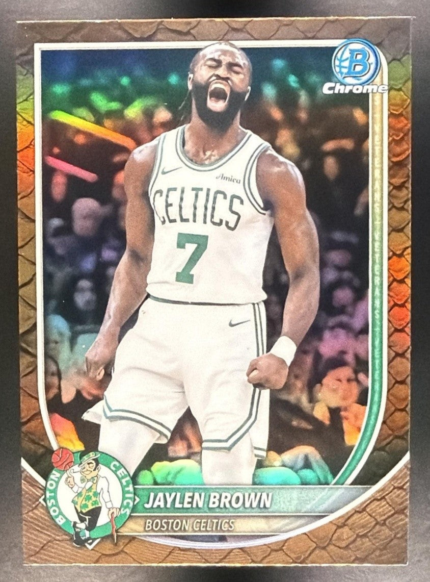 JAYLEN BROWN 2025-26 BOWMAN #BCV-57 CHROME REPTILIAN REFRACTOR CELTICS