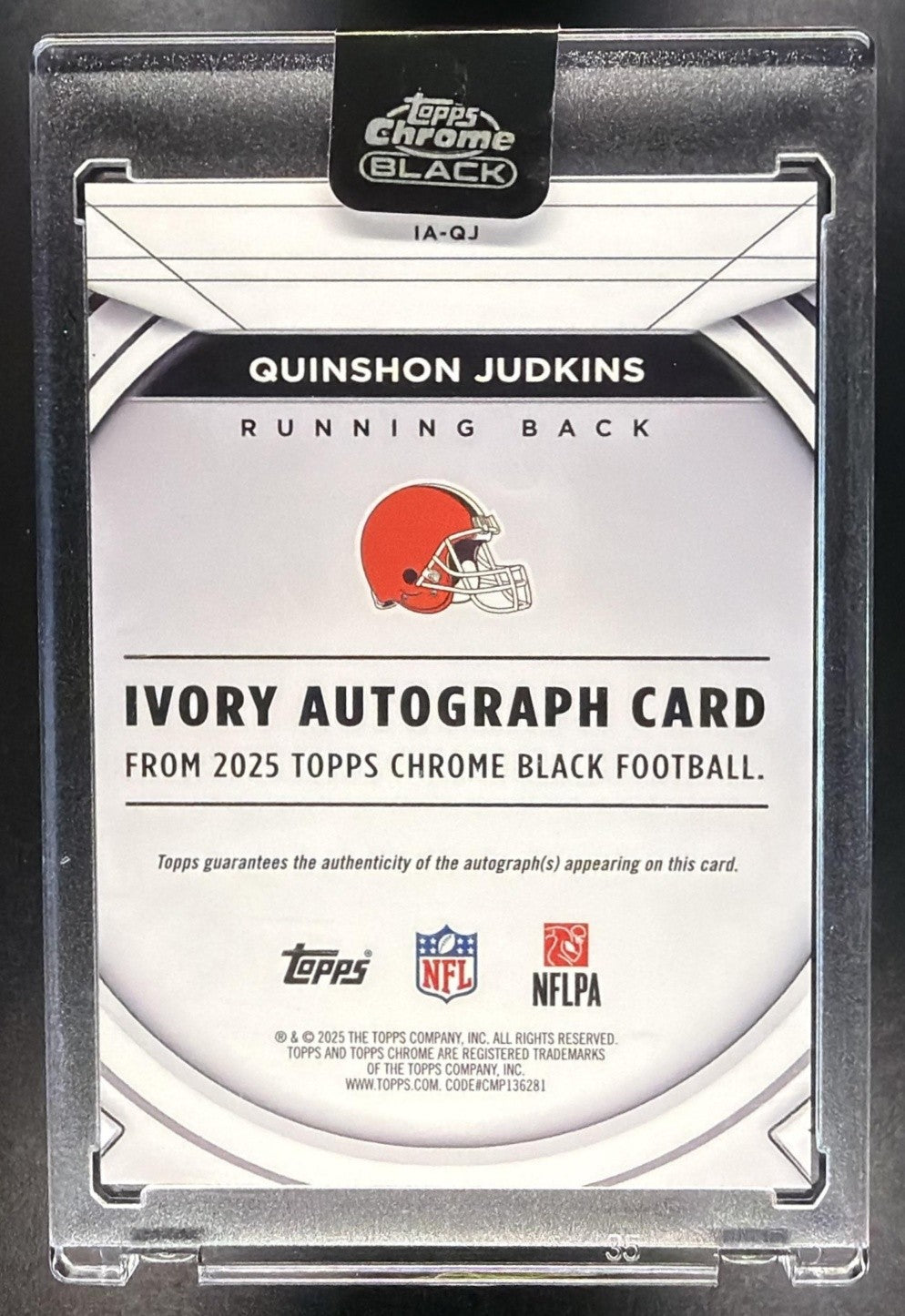QUINSHON JUDKINS 2025 TOPPS CHROME BLACK #IA-QJ IVORY AUTO 38/50 RC BROWNS