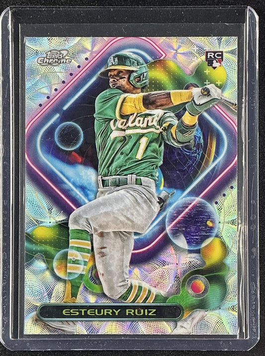 ESTEURY RUIZ 2023 TOPPS COSMIC CHROME #163 REFRACTOR RC ATHLETICS