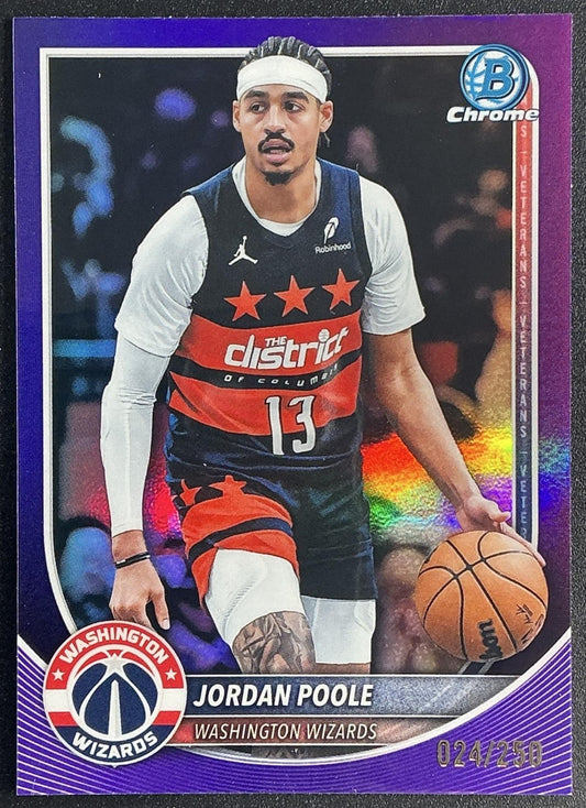 JORDAN POOLE 2025-26 BOWMAN #BCV-97 CHROME PURPLE REFRACTOR 24/250 WIZARDS
