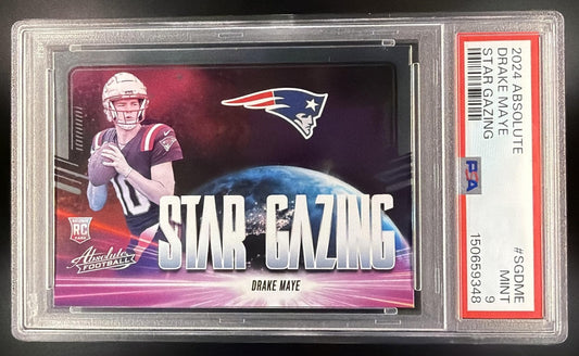 DRAKE MAYE 2024 PANINI ABSOLUTE #SG-DME STAR GAZING RC PATRIOTS PSA 9