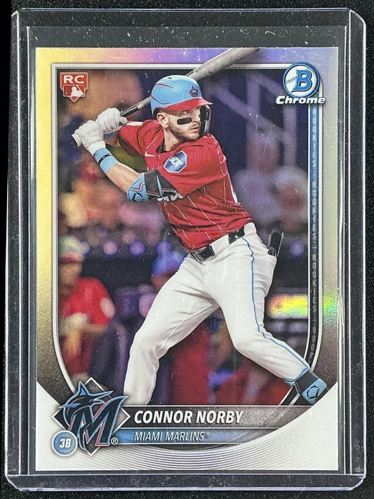 CONNOR NORBY 2025 BOWMAN #46 CHROME RED RC ROOKIE REDEMPTION MARLINS