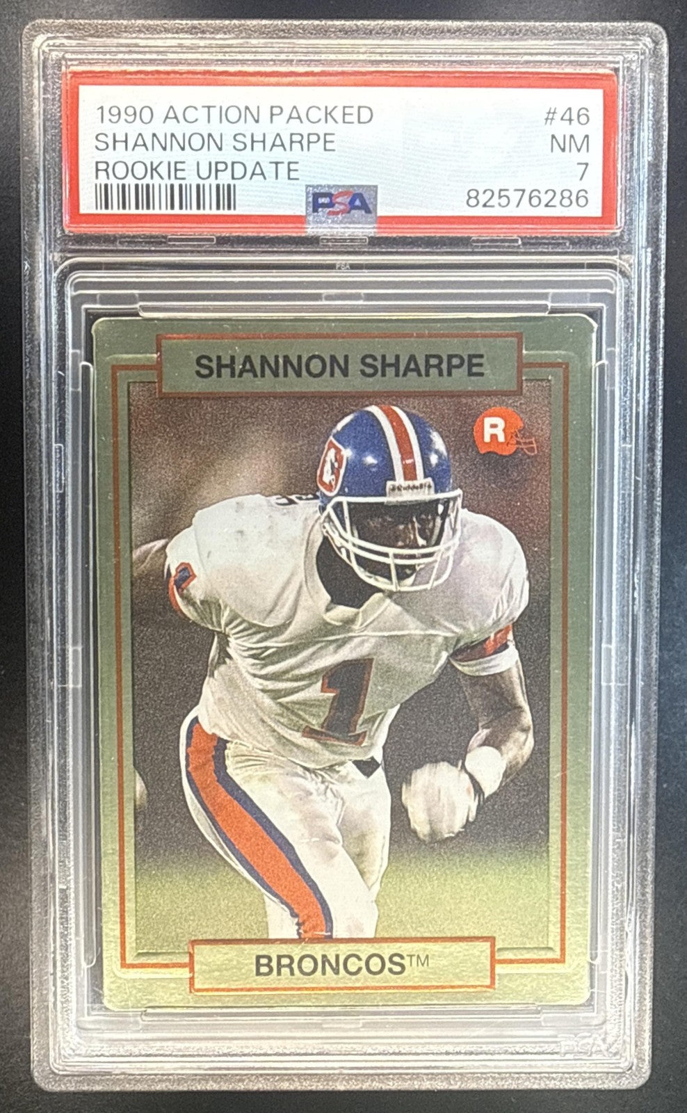 SHANNON SHARPE 1990 ACTION PACKED ROOKIE/UPDATE #46 RC BRONCOS PSA 7