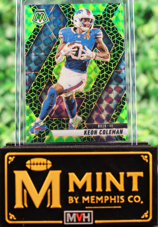 KEON COLEMAN 2025 PANINI MOSAIC FOTL GREEN SPECTRIS /13 SSP BUFFALO BILLS