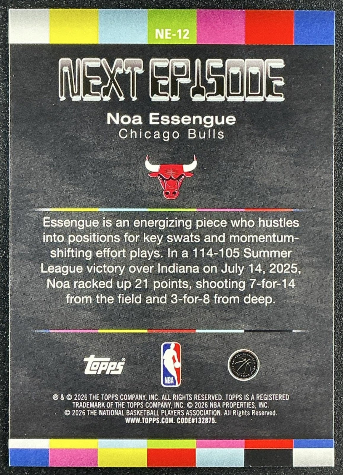 NOA ESSENGUE 2025-26 TOPPS HOOPS #NE-12 NEXT EPISODE RAINBOW FOIL RC BULLS