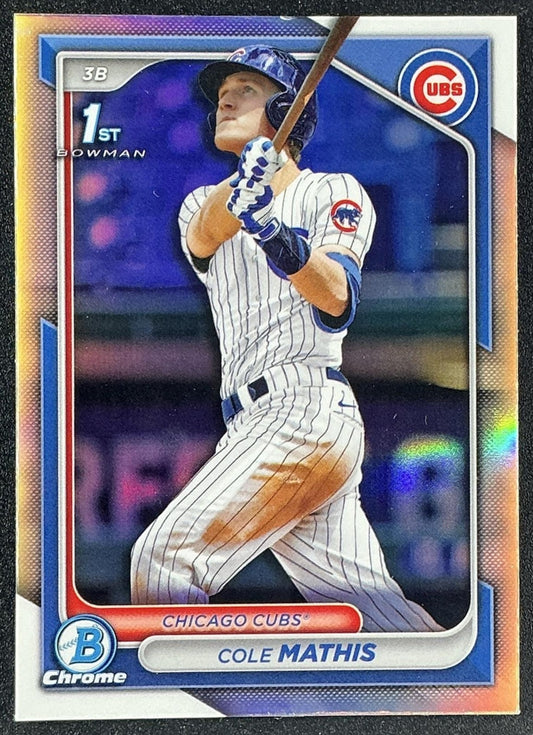COLE MATHIS 2024 BOWMAN DRAFT #BDC-81 CHROME REFRACTOR 1ST PROSPECT CUBS