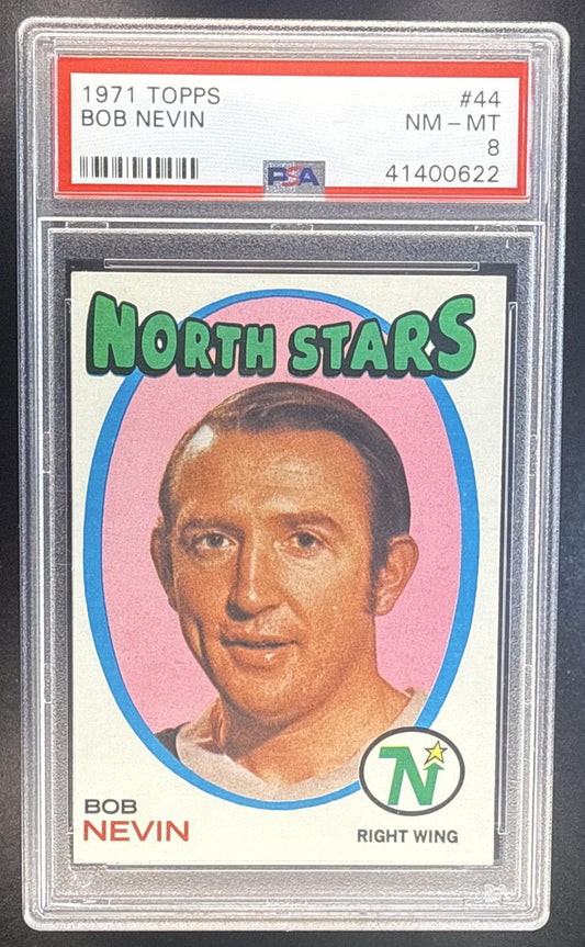 BOB NEVIN 1971-72 TOPPS #44 PSA 8