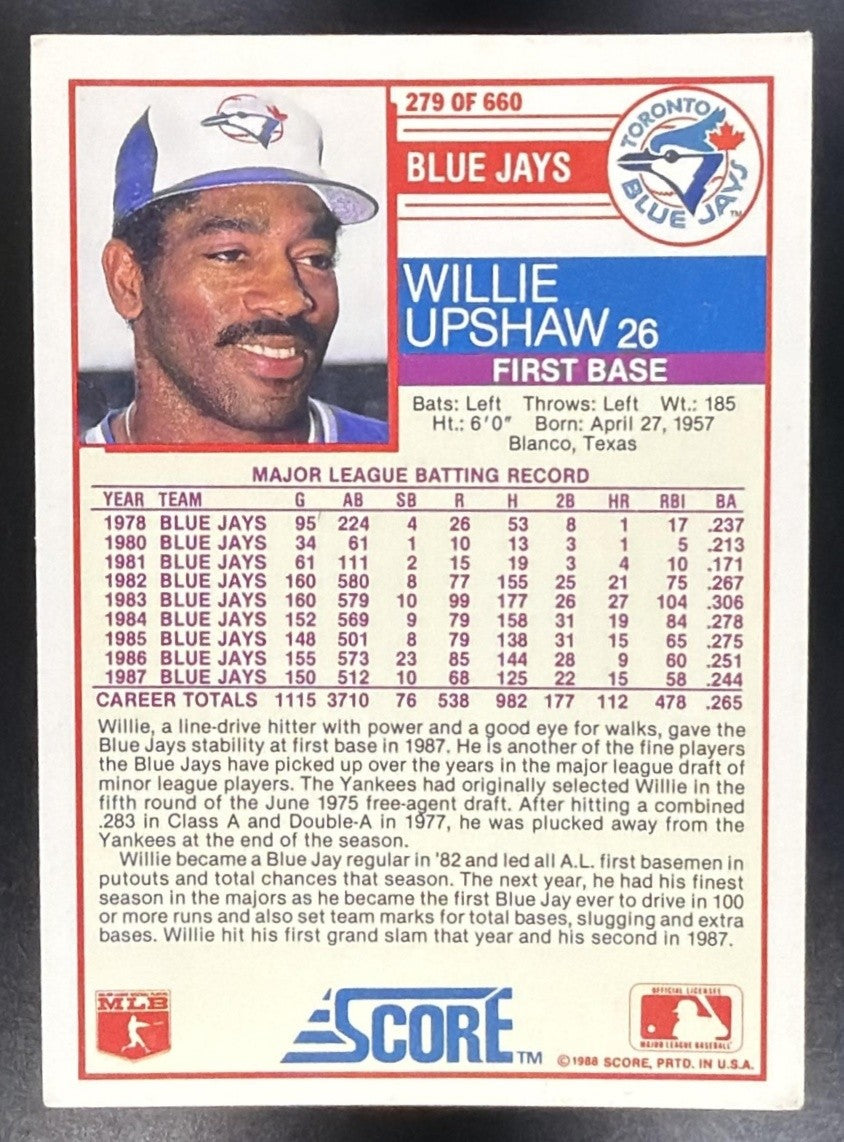 WILLIE UPSHAW 1988 SCORE #279 BLUE JAYS