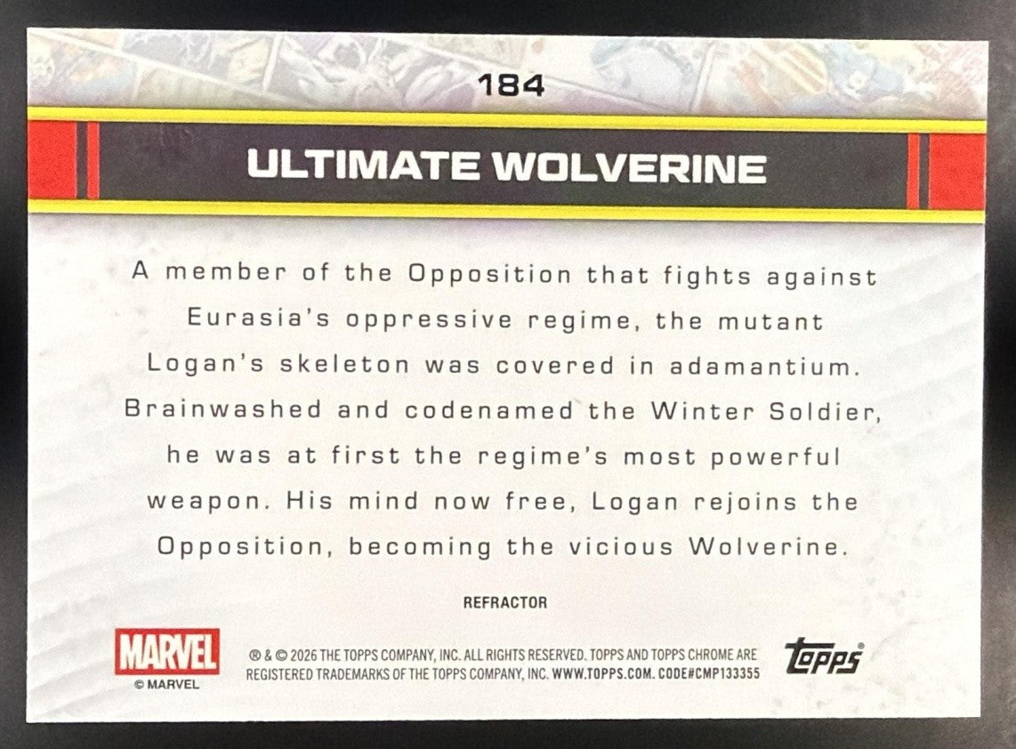 ULTIMATE WOLVERINE 2026 TOPPS CHROME MARVEL COMICS #184 REFRACTOR