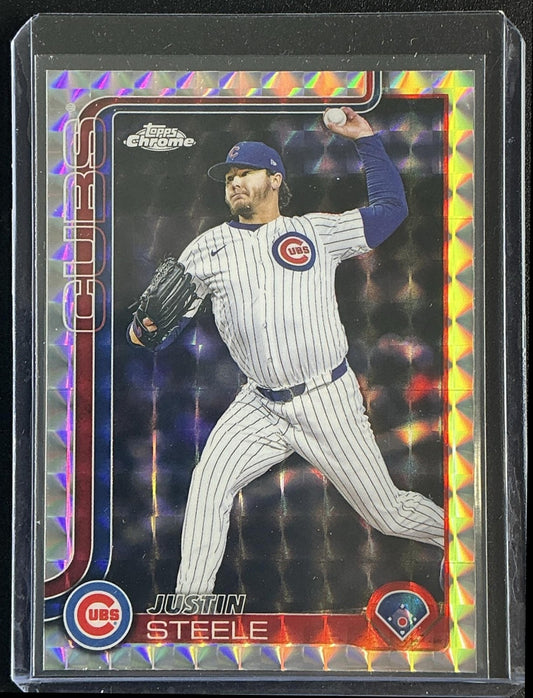 JUSTIN STEELE 2025 TOPPS CHROME UPDATE #USC3 GEOMETRIC REFRACTOR CUBS