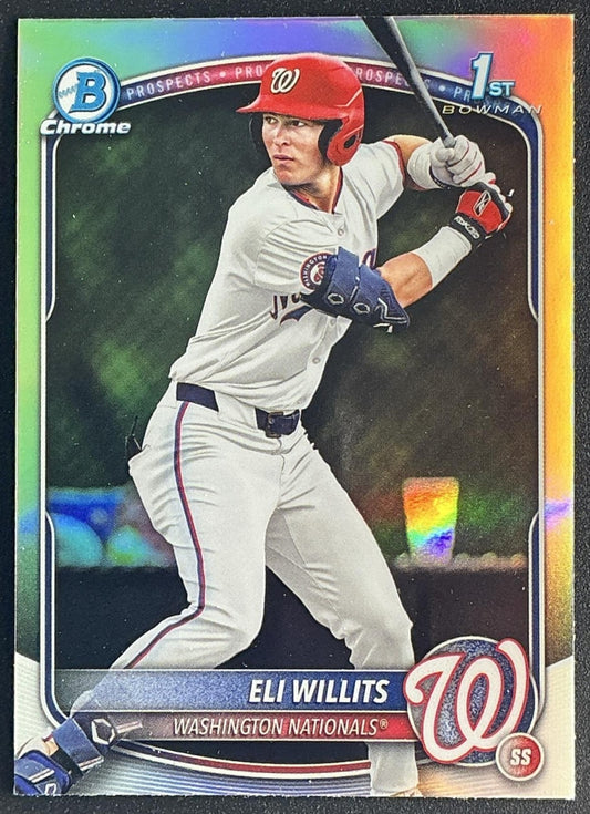 ELI WILLITS 2025 BOWMAN DRAFT #BDC-1 CHROME REFRACTOR 1ST PROSPECT NATIONALS