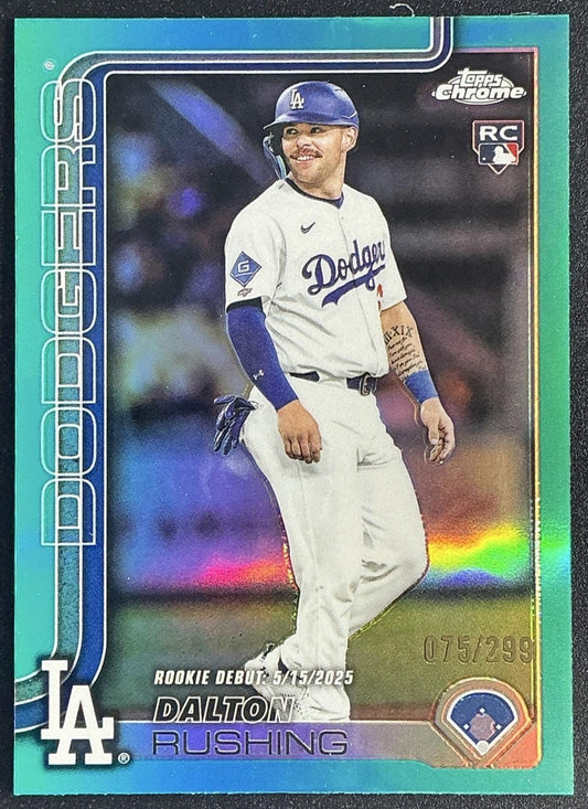 DALTON RUSHING 2025 TOPPS CHROME UPDATE #USC151 TEAL REFRACTOR 75/299 RC DODGERS