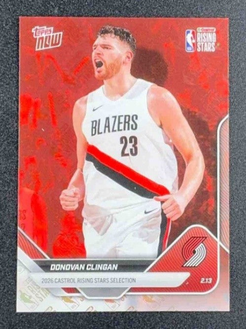 Donovan Clingan 2026 Topps NOW Rising Stars Blazers #RS16 NBA LOGO FOIL
