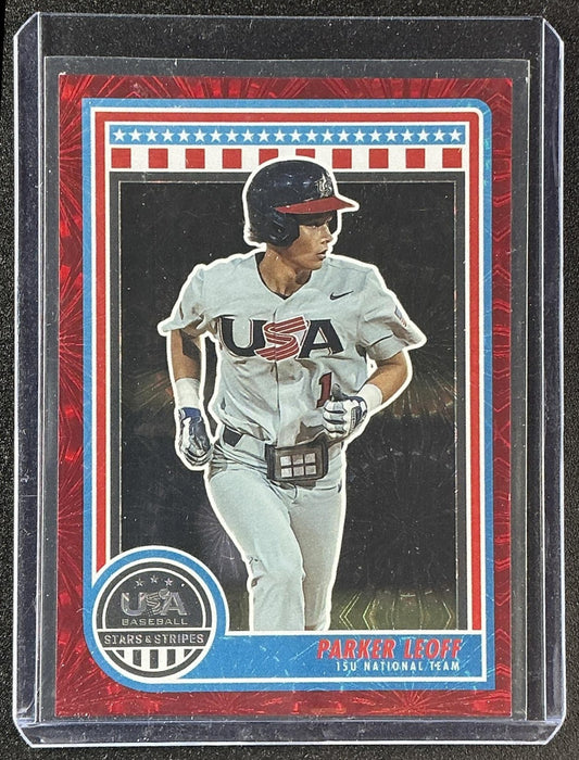 PARKER LEOFF 2025 PANINI USA STARS & STRIPES #10 RED FIREWORKS 193/225