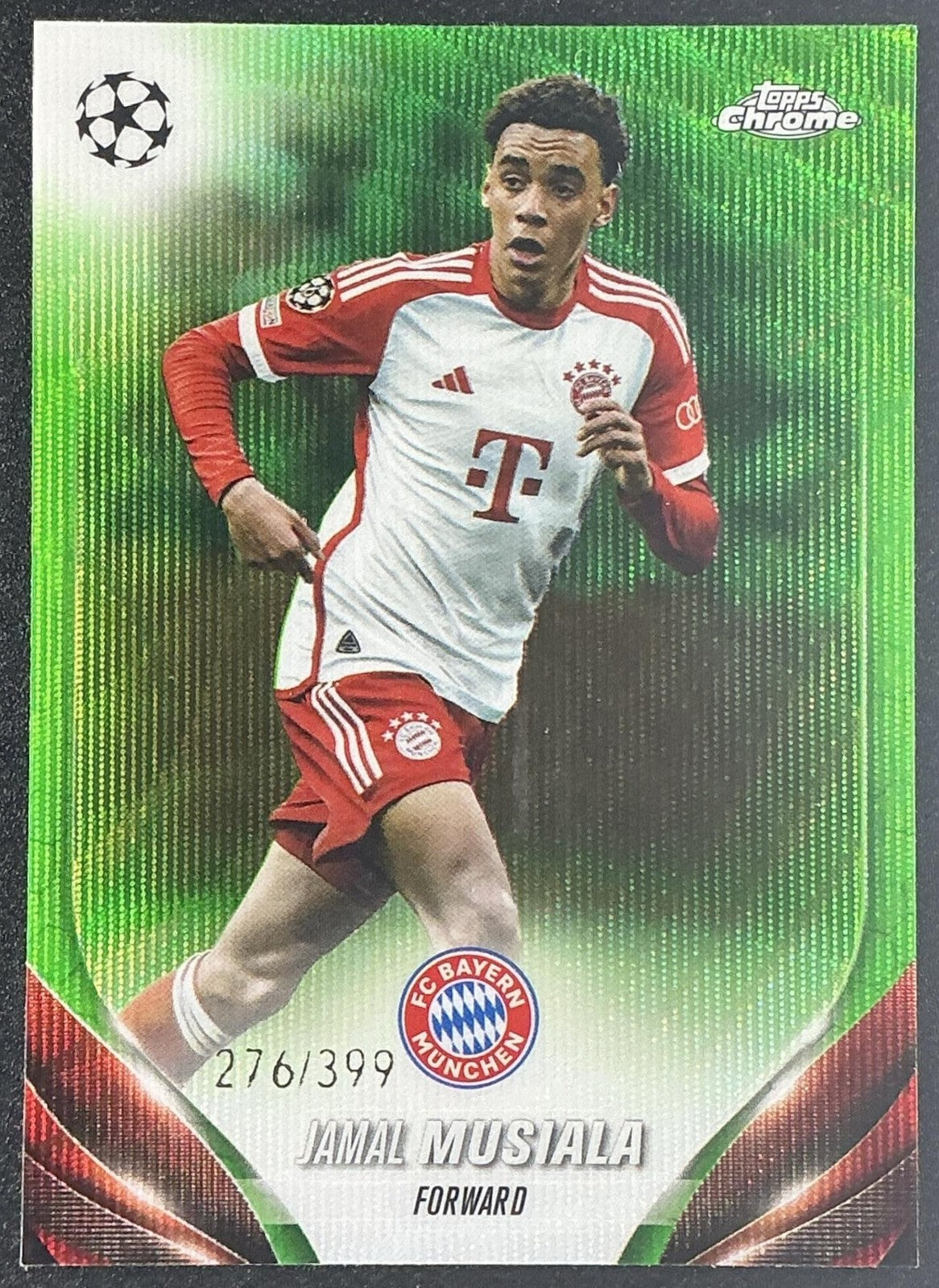 2023 Topps Chrome UEFA Club Competitions Jamal Musiala Neon Green Wave /399