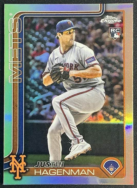 JUSTIN HAGENMAN 2025 TOPPS CHROME UPDATE #USC61 REFRACTOR RC METS