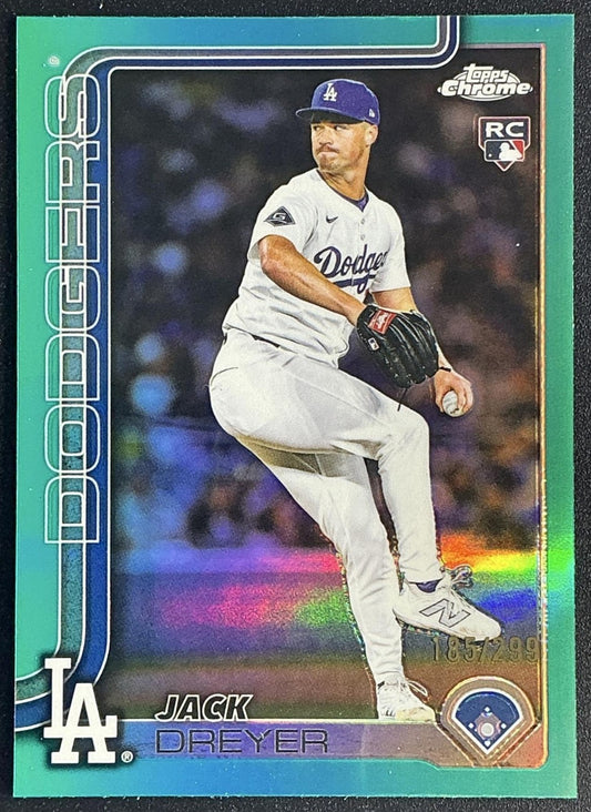 JACK DREYER 2025 TOPPS CHROME UPDATE #USC39 TEAL REFRACTOR 185/299 RC DODGERS
