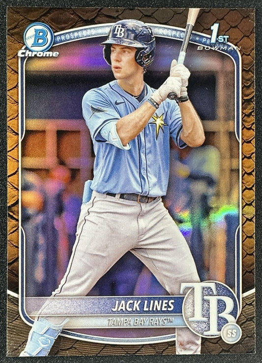 JACK LINES 2025 BOWMAN #BCP-64 CHROME REPTILIAN REFRACTOR 1ST PROSPECT RAYS