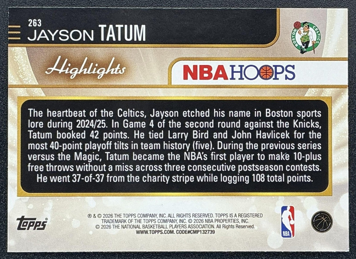 JAYSON TATUM 2025-26 TOPPS HOOPS #263 RAINBOW FOIL SEASON HIGHLIGHT CELTICS