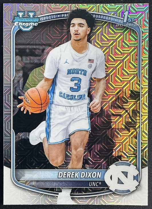 DEREK DIXON 2025-26 BOWMAN #BCP-37 CHROME MOJO REFRACTOR 1ST PROSPECT TAR HEELS