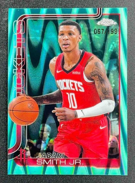 JABARI SMITH JR. 2025-26 TOPPS CHROME #62 RAYWAVE AQUA REFRACTOR 67/199 ROCKETS