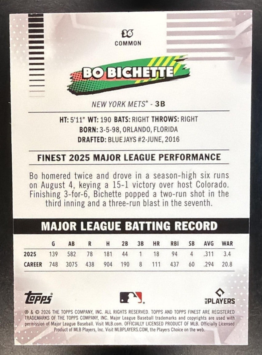 BO BICHETTE 2026 TOPPS FINEST #36 METS