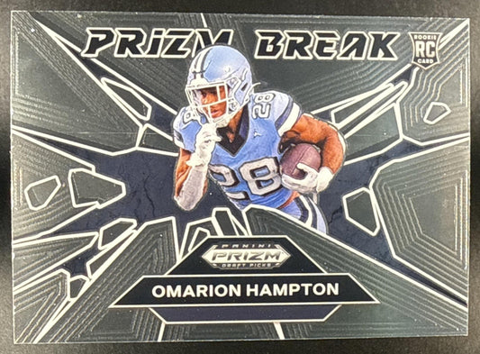 OMARION HAMPTON 2025 PANINI PRIZM DRAFT PICKS #19 BREAK TAR HEELS