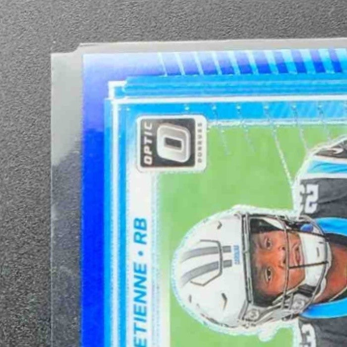 2025 Panini Donruss Optic Trevor Etienne #222 Rated Rookie Blue Hyper Prizm