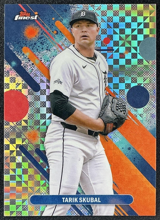 TARIK SKUBAL 2025 TOPPS FINEST #90 COMMON X-FRACTOR TIGERS